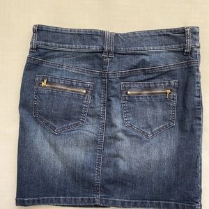 New York & Co. Denim Skirt Jeans Gold Buttons Zippered Pockets NEW NWT 4